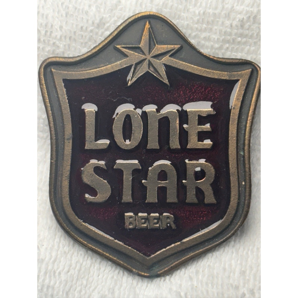 RARE Vintage Lone Star Beer Belt Buckle 1970s Silver‑Tone Red Enamel Texas BB207